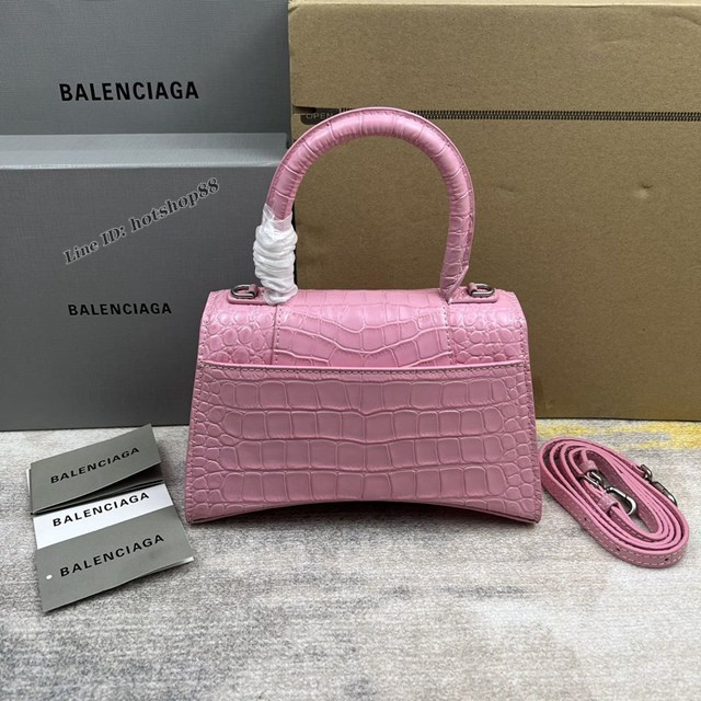 Balenciaga專櫃爆款新色S號鱷魚紋櫻花粉沙漏包 巴黎世家Hourglass沙漏包 fyj1951